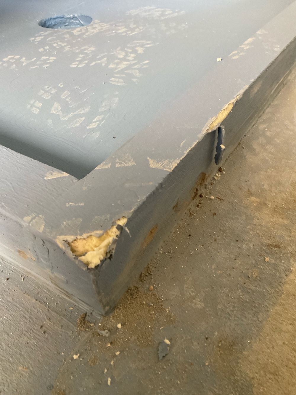 Waterproofing membrane damaged and needing repair before tiling, Lara, Wyndham Vale